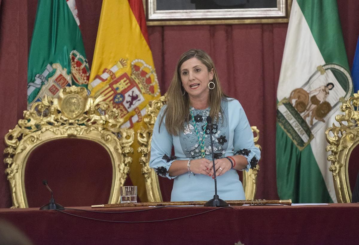 Irene García, presidenta de Diputación, durante el pleno de constitución del nuevo gobierno provincial. FOTO: CARMEN ROMERO