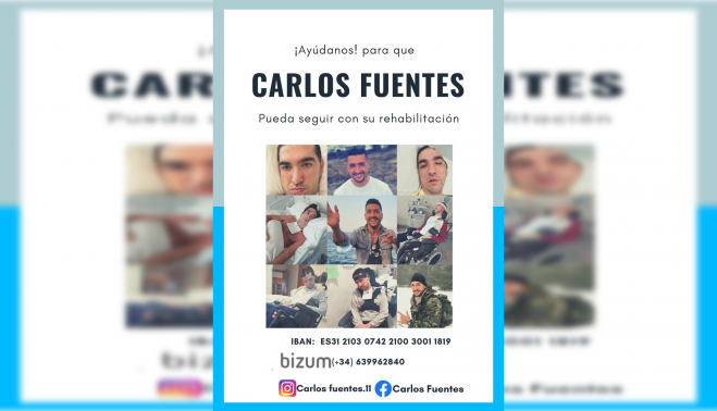 Cartel con los datos para poder ayudar a Carlos.