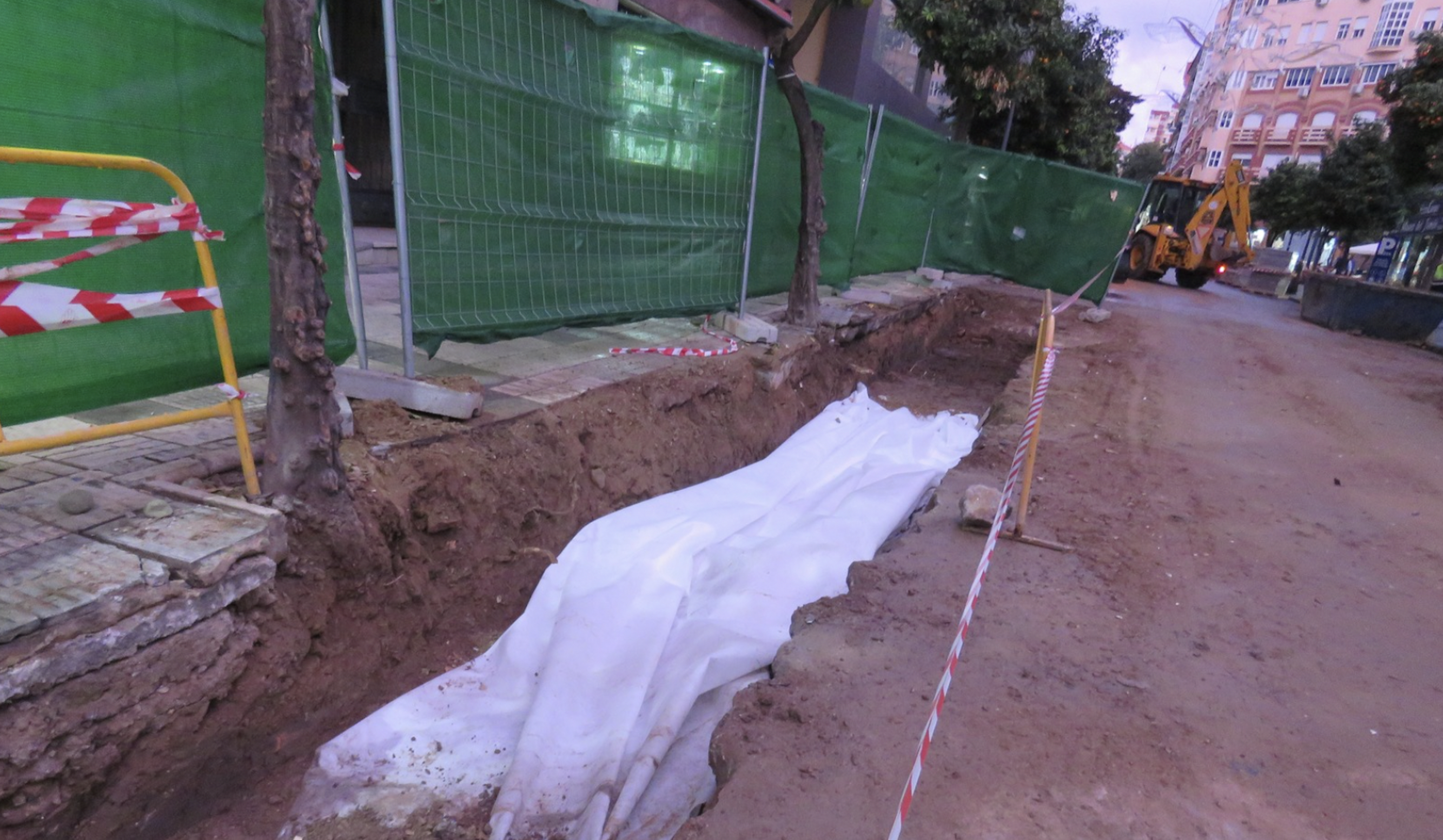 Restos humanos encontrados en la calle Méndez Núñez en Huelva.
