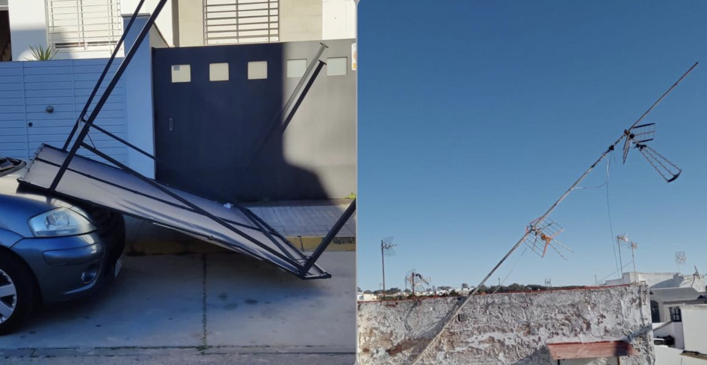 Destrozos en Rota debido a los fuertes vientos. Destrozos en Rota debido a los fuertes vientos.