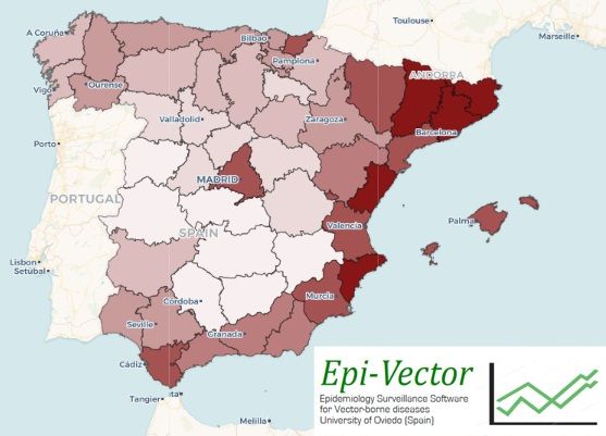 Mapa que refleja el riesgo de padecer dengue de cada provincia.