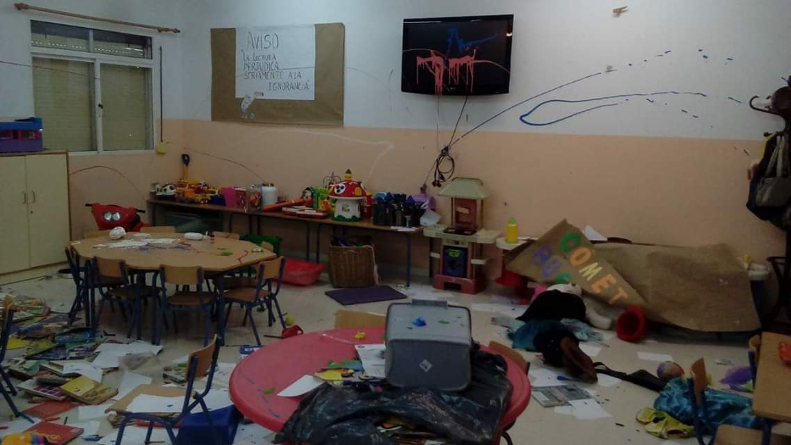 Estado en el que han quedado algunas de las aulas del centro.