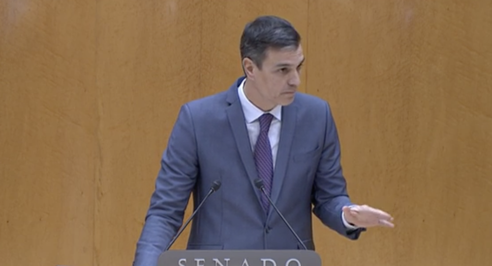 El presidente del Gobierno, Pedro Sánchez, en el Senado.