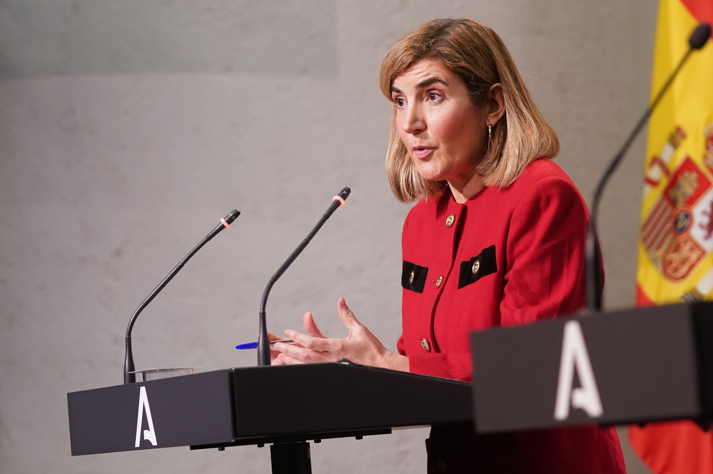 Rocío Blanco, consejera de Empelo, explicando las subvenciones.