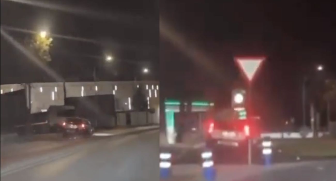 Dos momentos de la conducción temeraria del kamikaze.