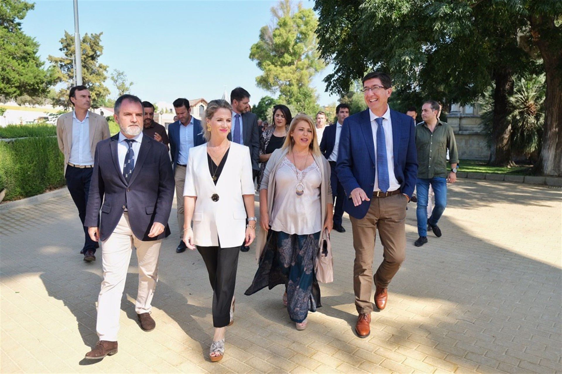 El vicepresidente de la Junta, Juan Marín, de visita en Jerez junto a la alcaldesa Mamen Sánchez y la delegada del Gobierno en Cádiz, Ana Mestre.