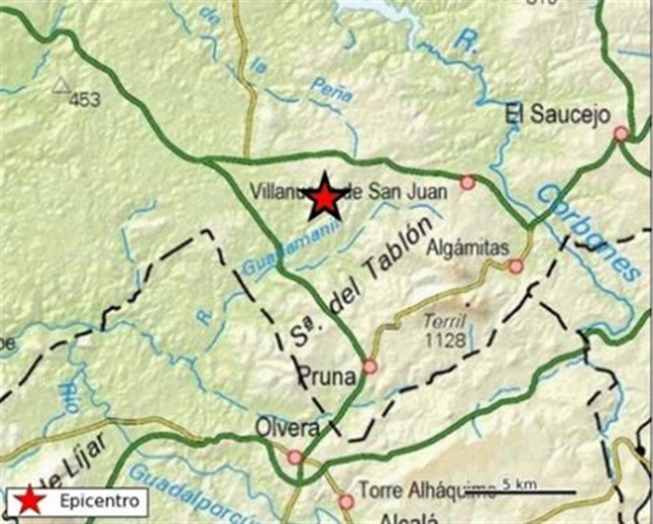 Sentido un terremoto de magnitud 3,9 con epicentro en Villanueva de San Juan sin registrar daños.