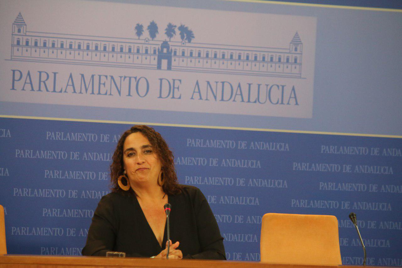 La parlamentaria de Adelante Andalucía, Ángela Aguilera, en el Parlamento andaluz. FOTO: ADELANTE ANDALUCÍA.