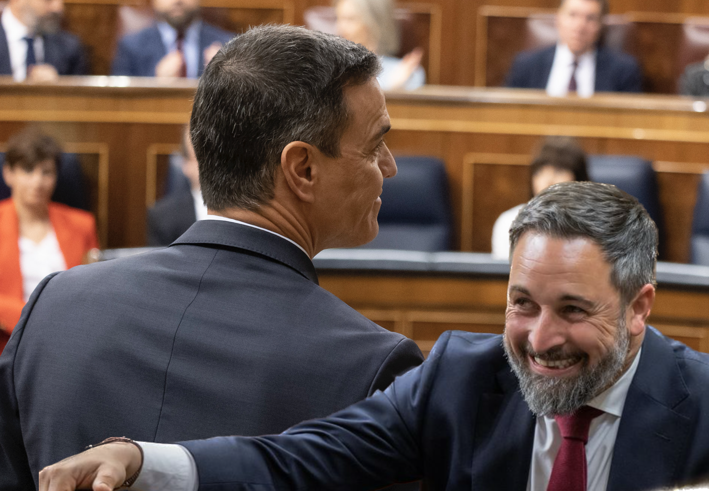 Sánchez y Abascal, en dos imágenes del Congreso este miércoles.