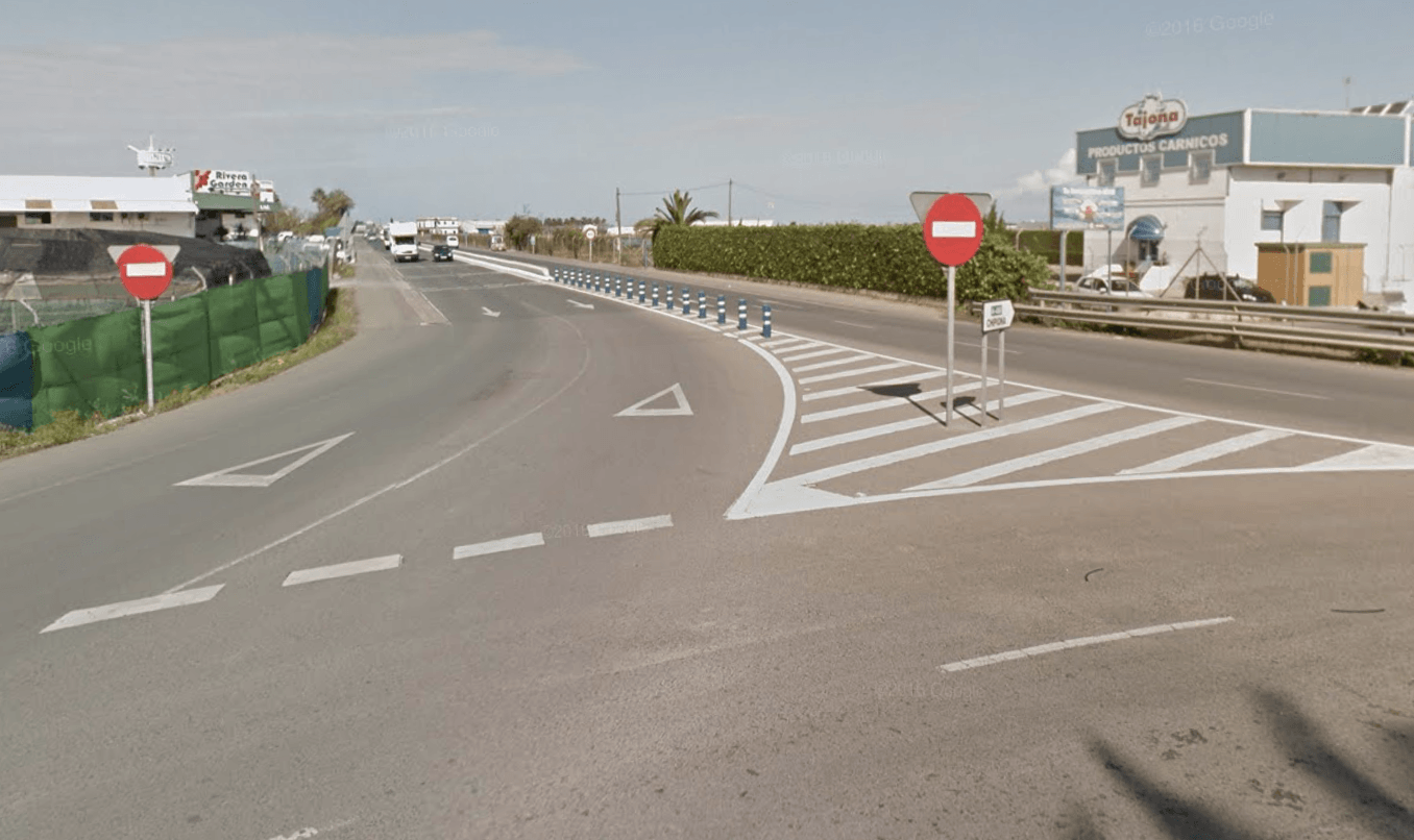 La carretera A-480 que une Jerez y Sanlúcar, en una imagen de Google Maps.