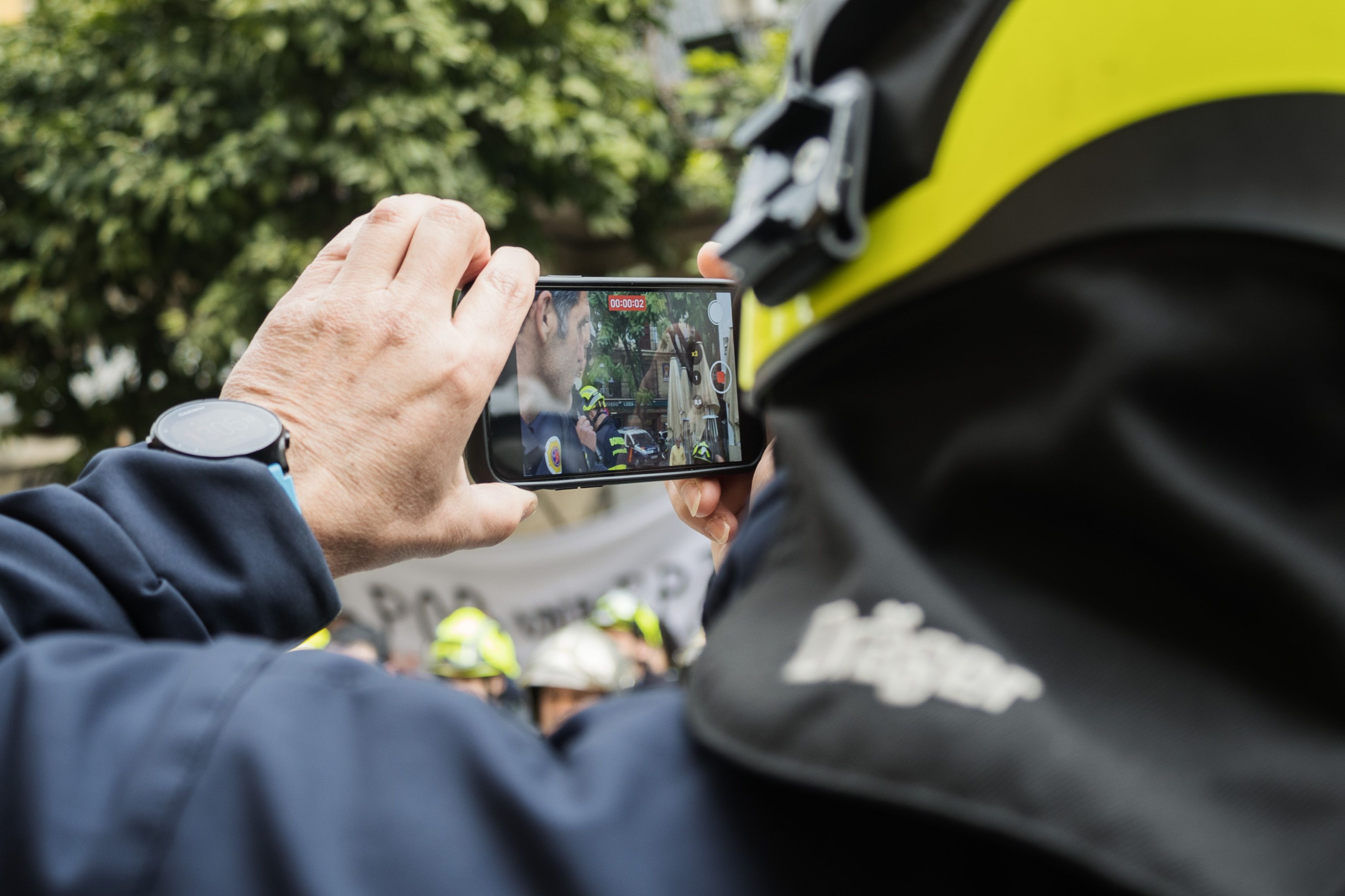 Manifestación del cuerpo de bomberos de Cádiz por una RPT justa.