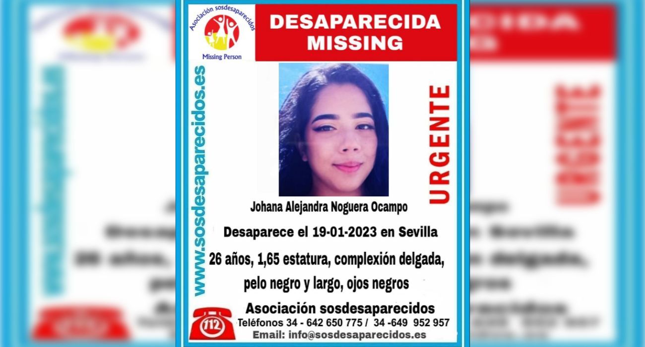 Cartel de búsqueda de Johana, joven desaparecida en Sevilla.