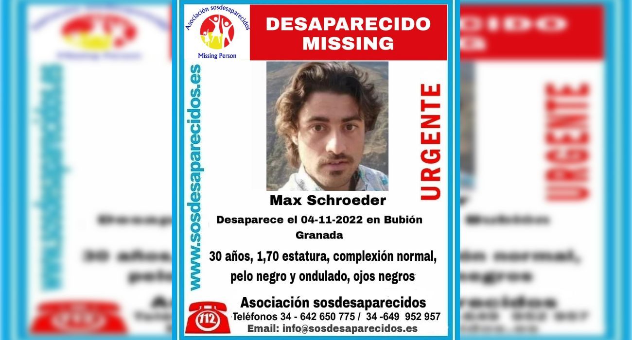 Cartel de búsqueda del hombre de 30 años desaparecido en la provincia de Granada.