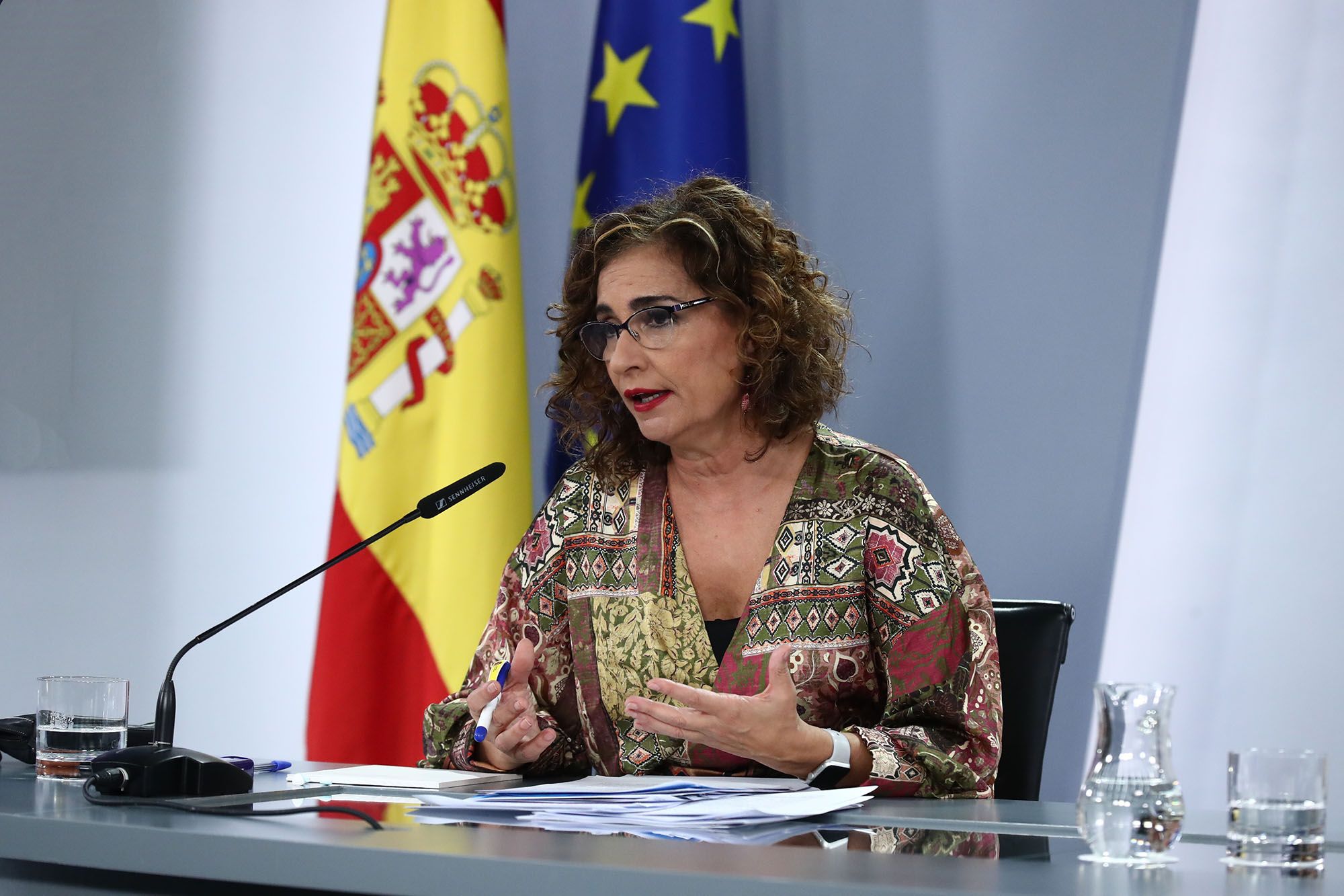 La ministra de Hacienda y Función Pública del Gobierno de España, María Jesús Montero, durante su intervención en una rueda de prensa posterior al Consejo de Ministros. Pool Moncloa/Fernando Calvo.