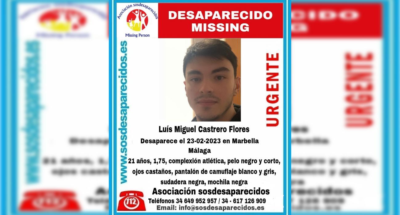 Cartel de búsqueda del joven desaparecido en Marbella.