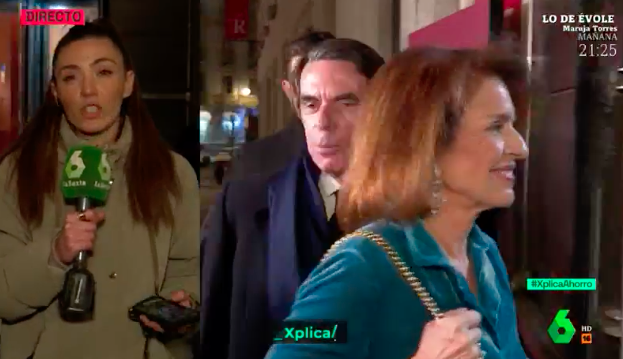 Más de 200 invitados en la fiesta en el Teatro Real por el 70 cumpleaños de Aznar. En la imagen de 'la Sexta', Aznar y Botella entran al Teatro Real, el pasado sábado.