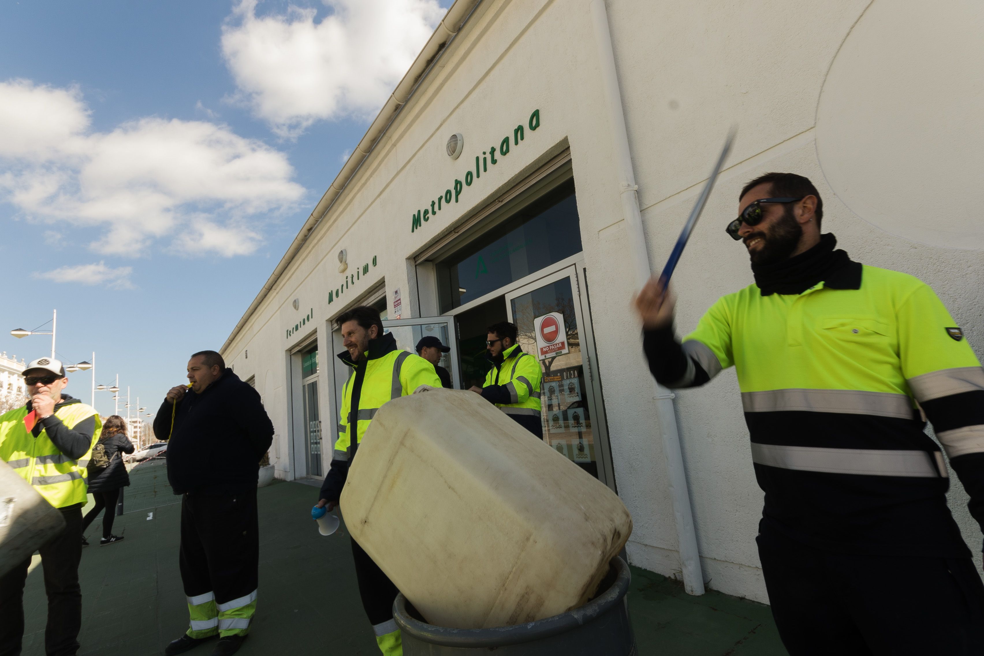 Protestas de los trabajadores en huelga.