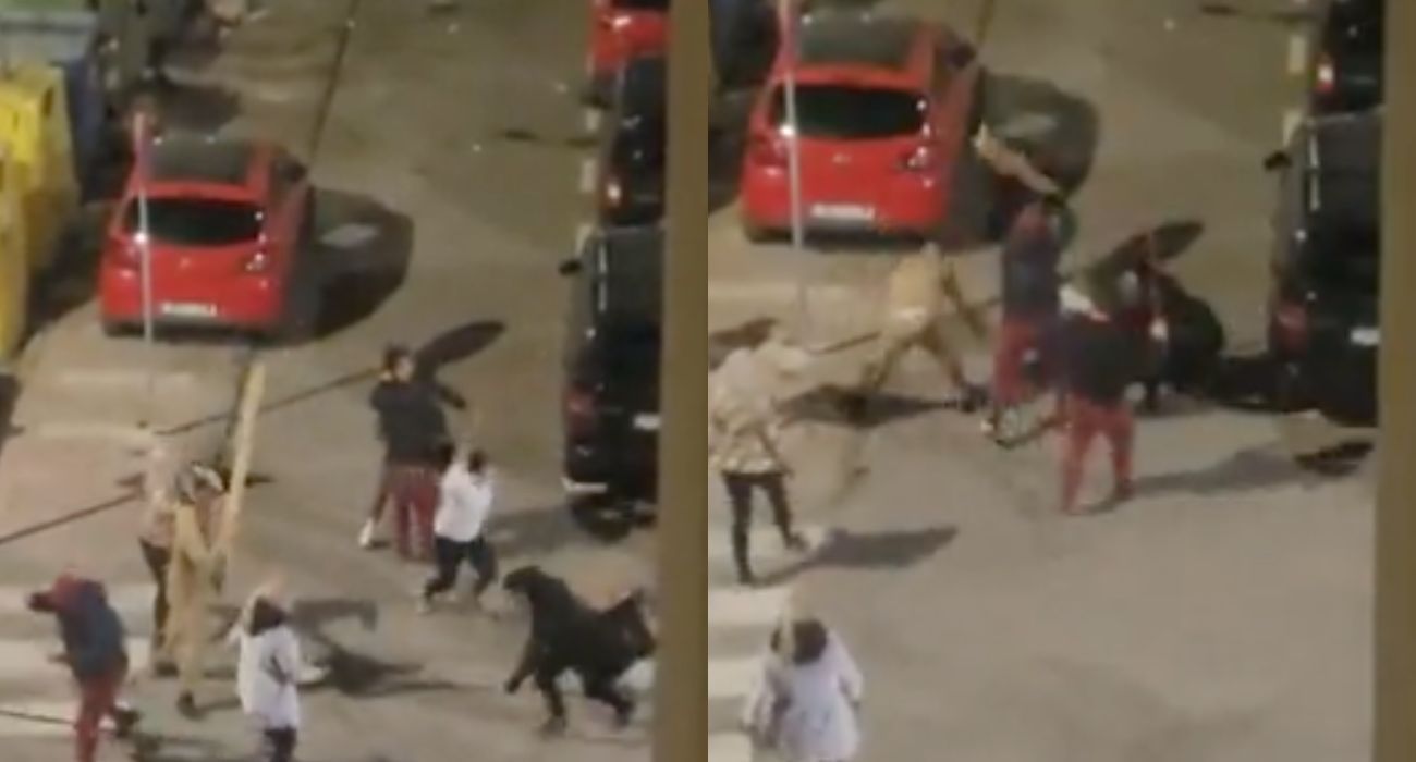 Dos imágenes de la brutal pelea en un barrio de Málaga.
