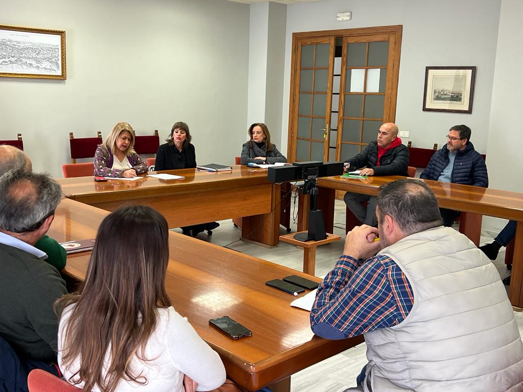 La alcaldesa durante la reunión celebrada en el Ayuntamiento. 