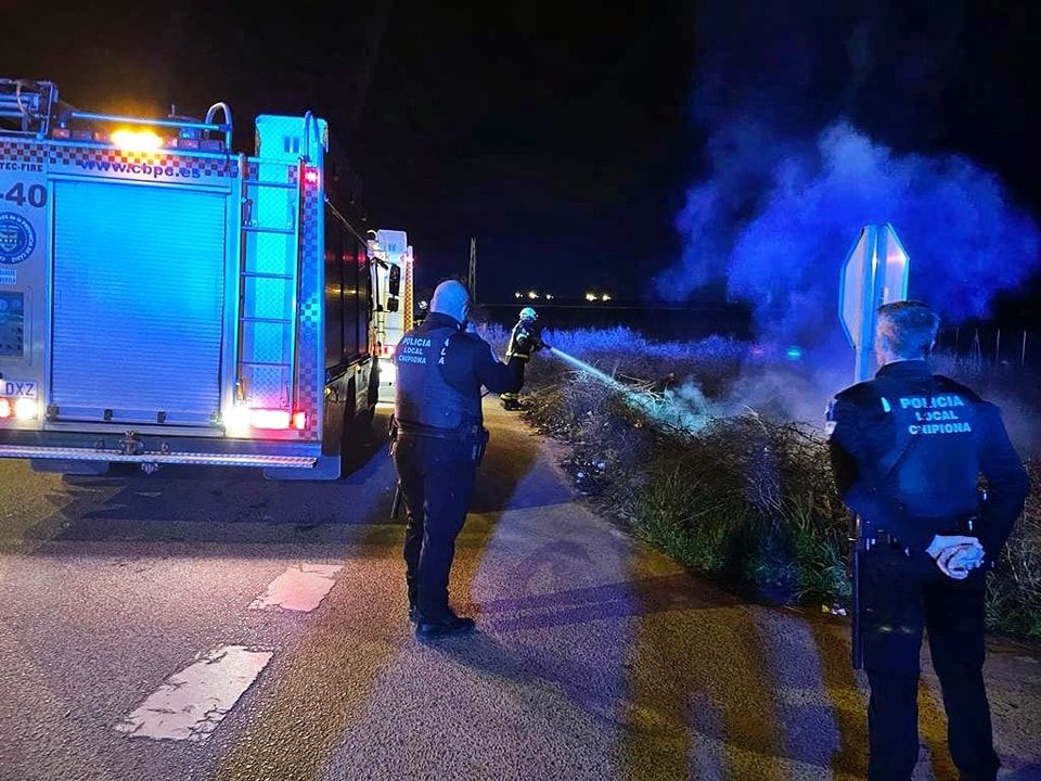 Intervención de los bomberos. 