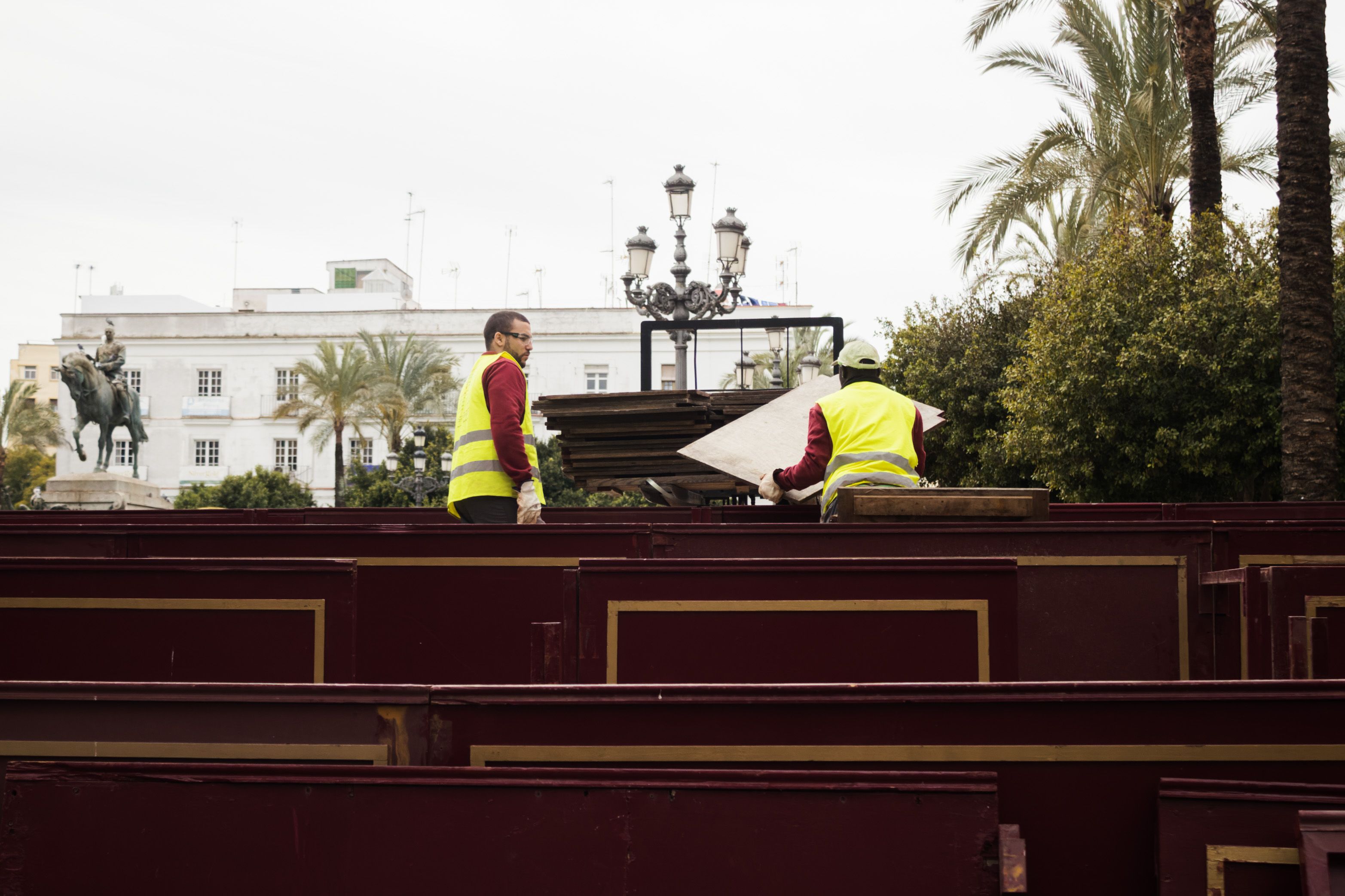 Imagen de archivo del montaje de la tribuna del Arenal.