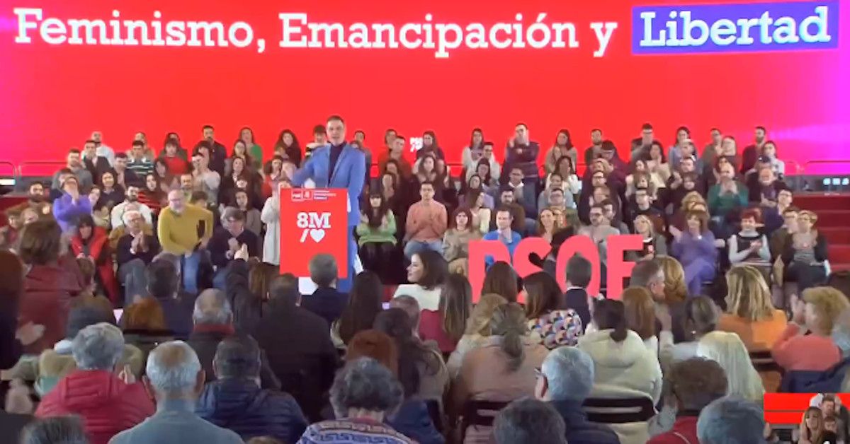 Acto que ha celebrado el PSOE por el Día Internacional de la Mujer, donde ha anunciado el nuevo proyecto de ley.