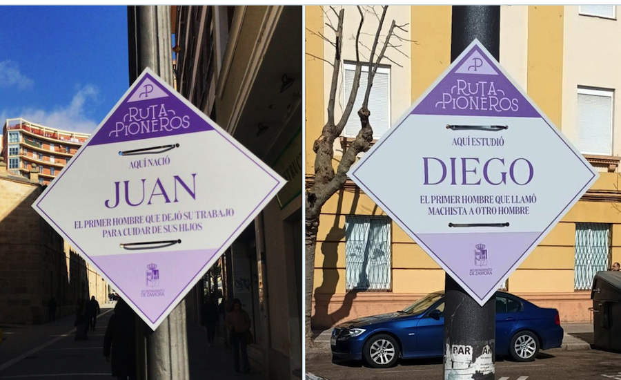Carteles colocados en Zamora por el 8M.
