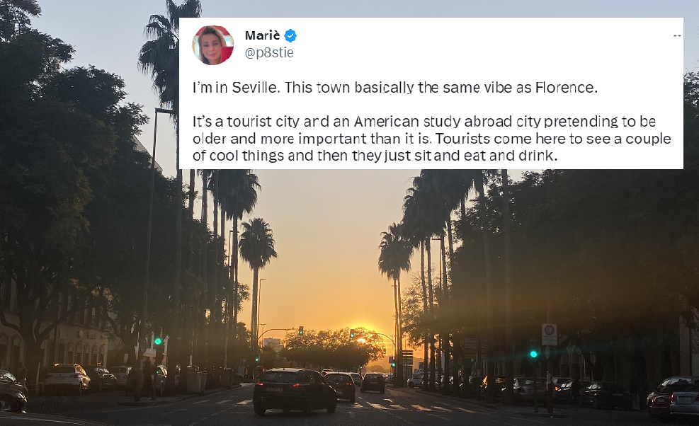 Una estadounidense critica Sevilla en Twitter.