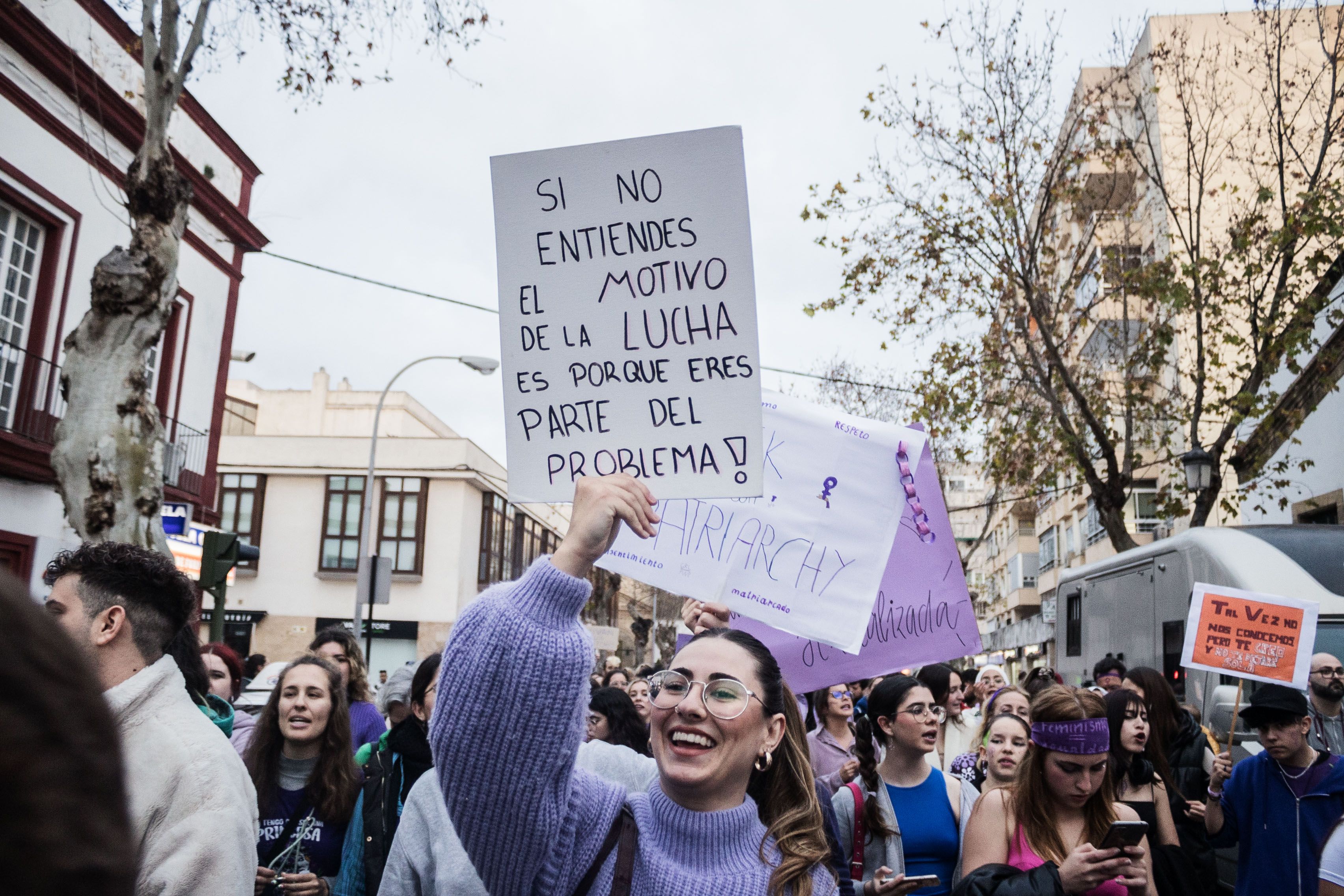 Manifestación organizada por el feminismo el 8M de Jerez
