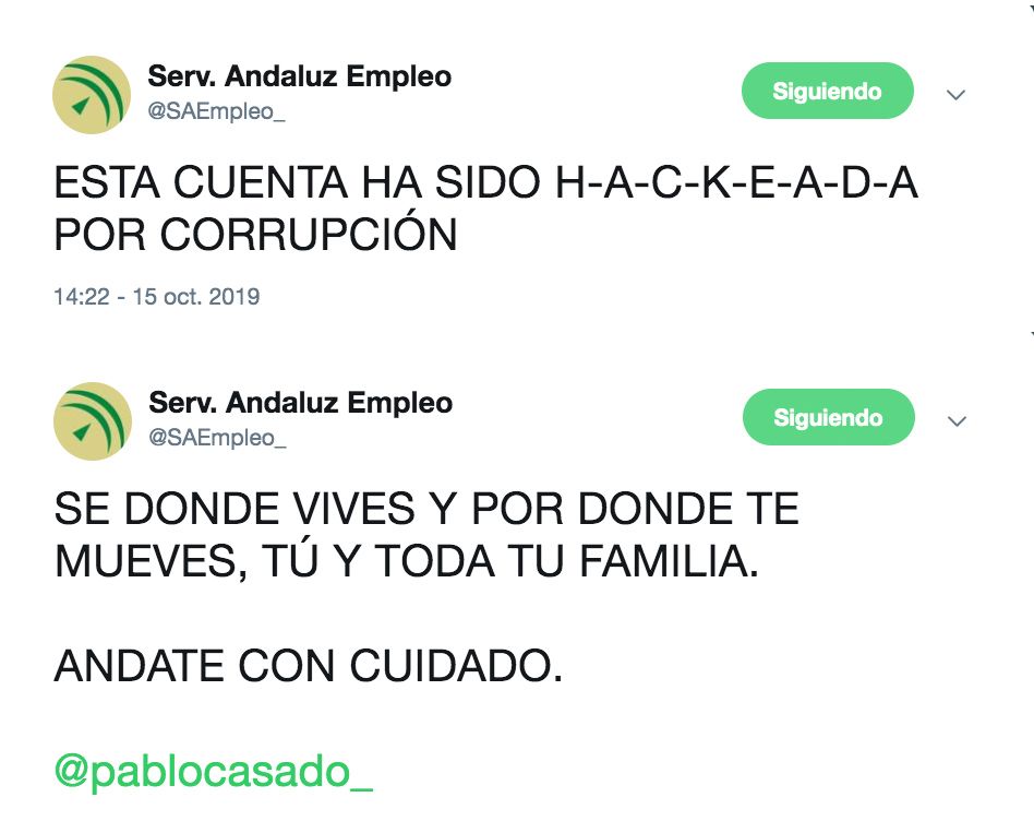Capturas de la cuenta de Twitter del SAE.