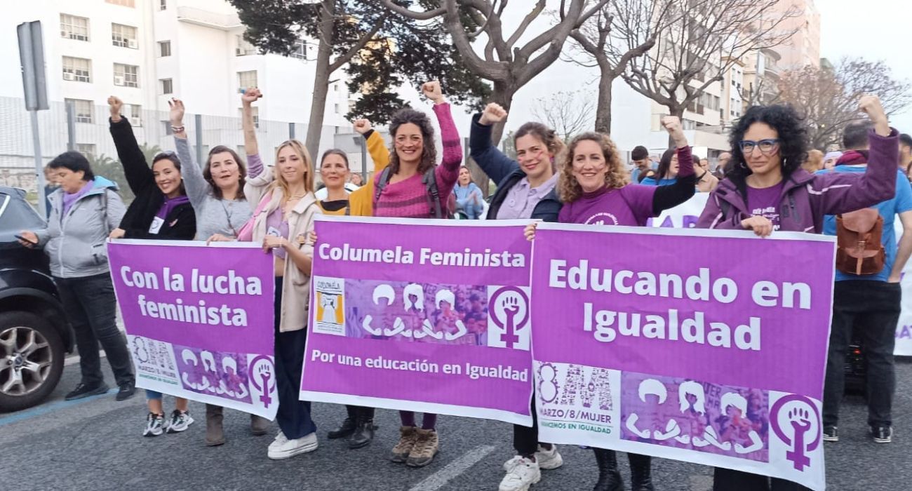 Docentes en la manifestación del pasado 8M.