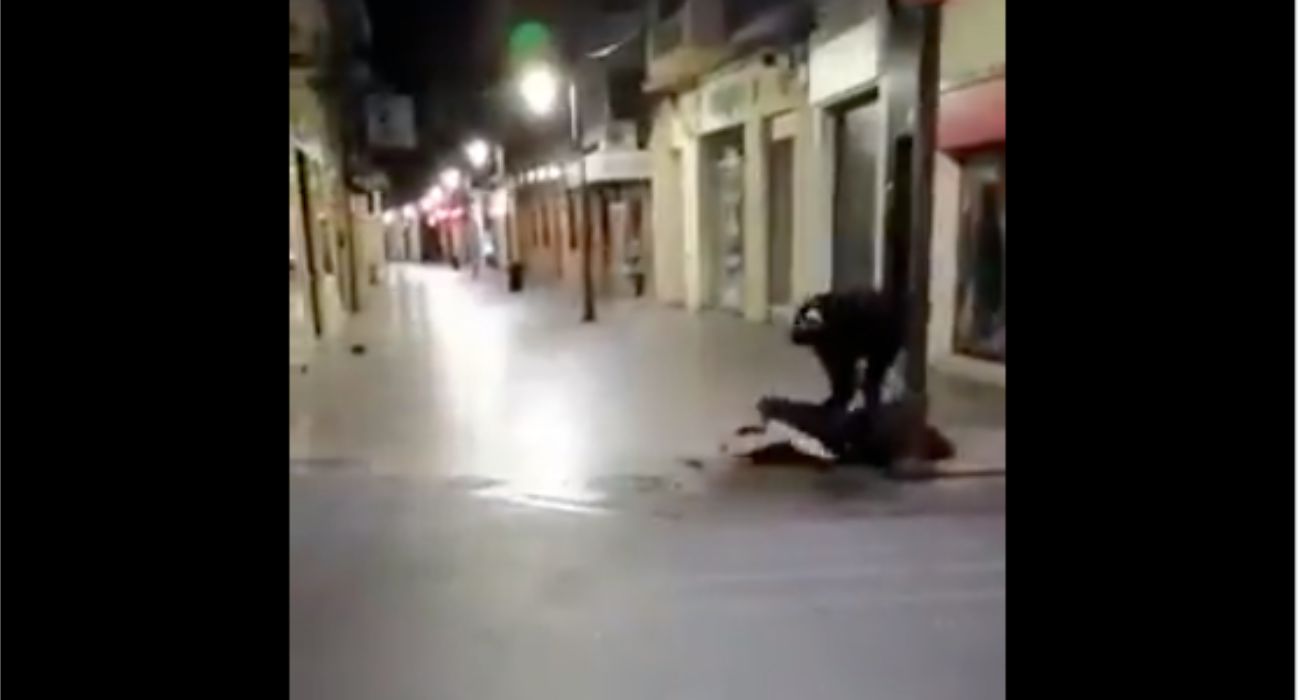 Un hombre agrede en mitad de la calle a una mujer.