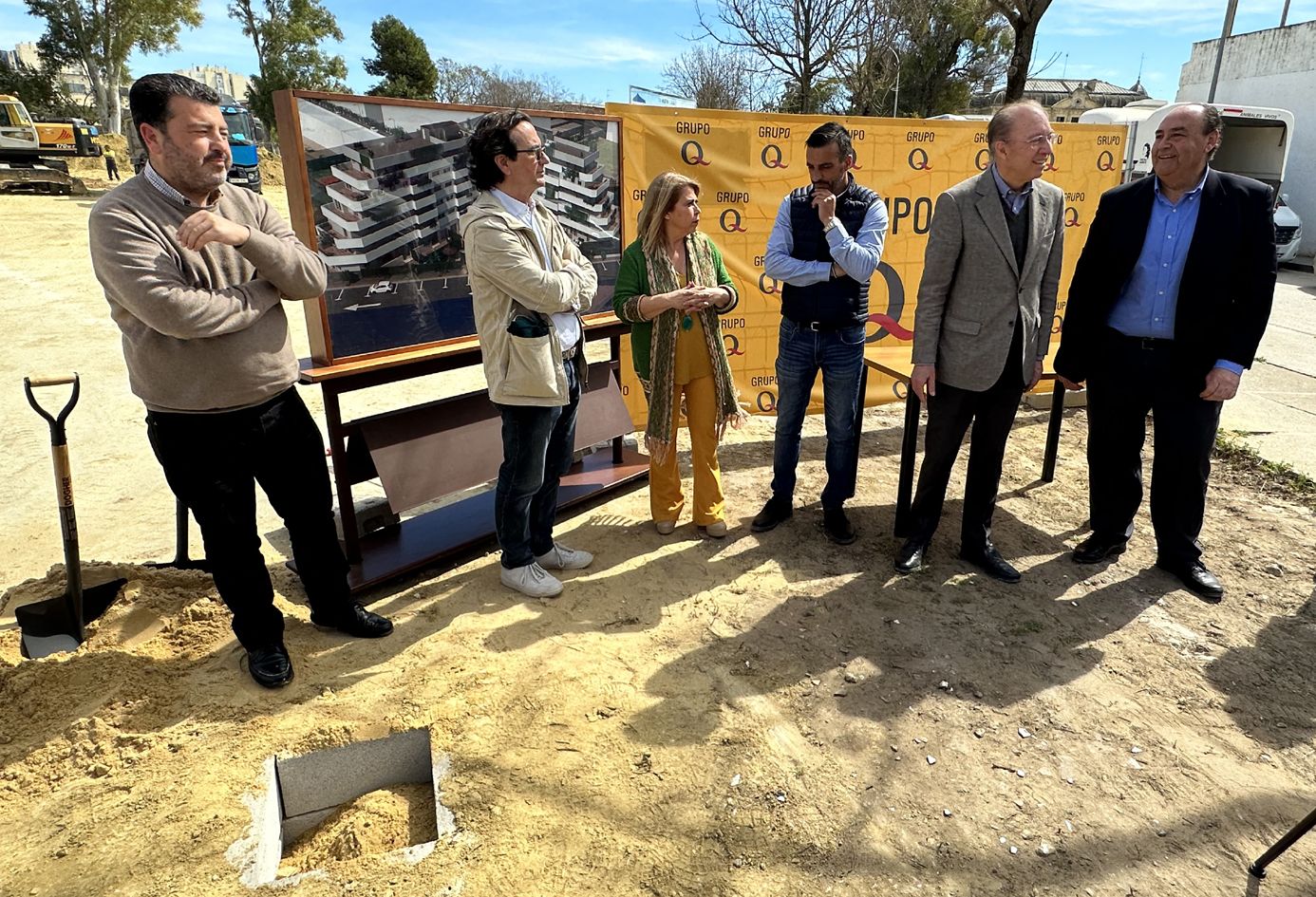 Colocación de la primera piedra del conjunto residencial Real Escuela.