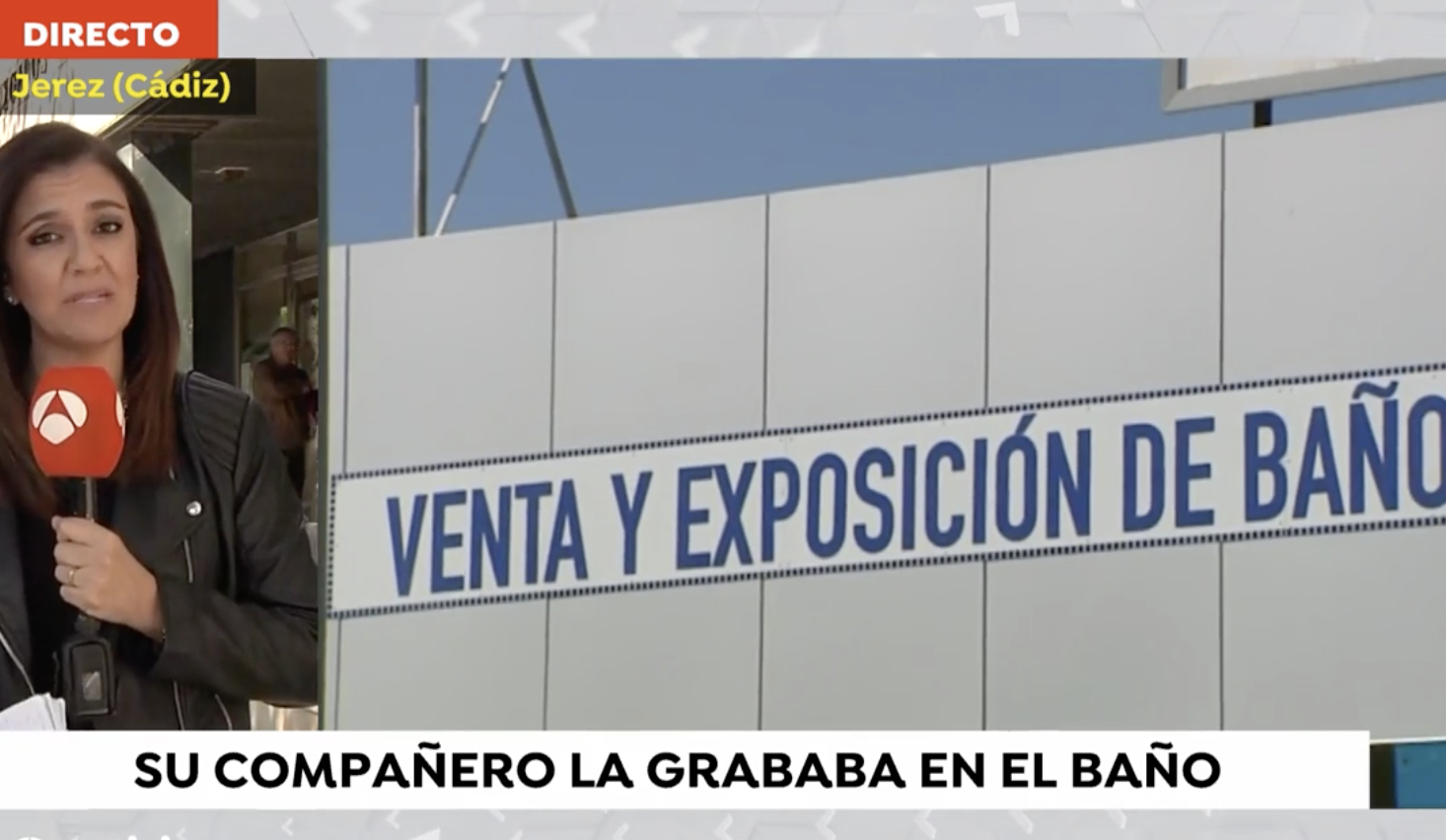 Captura de Antena 3 publicando la noticia de la grabación con cámara oculta a una mujer en Jerez.