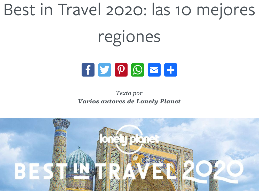 Captura de la publicación de Lonely Planet.