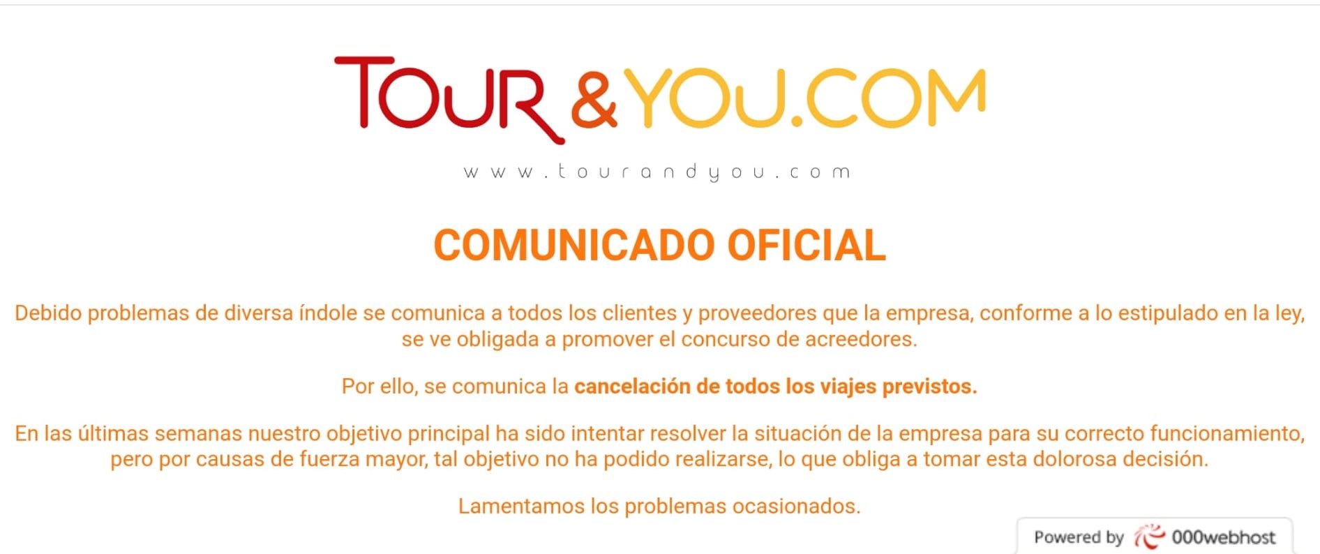 Comunicado de 'Tour and you'.