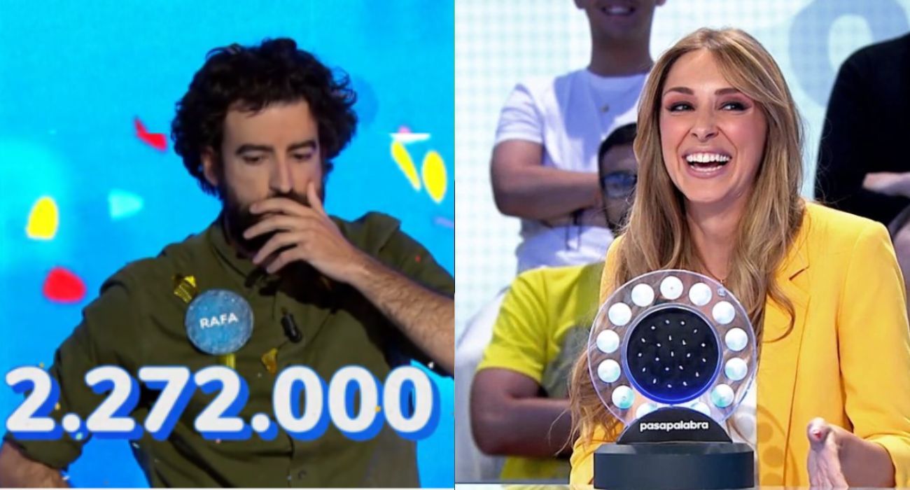 Rafa Castaño, ganador del histórico bote de 'Pasapalabra' y Beatriz Solano, presentadora de informativos de Antena 3.
