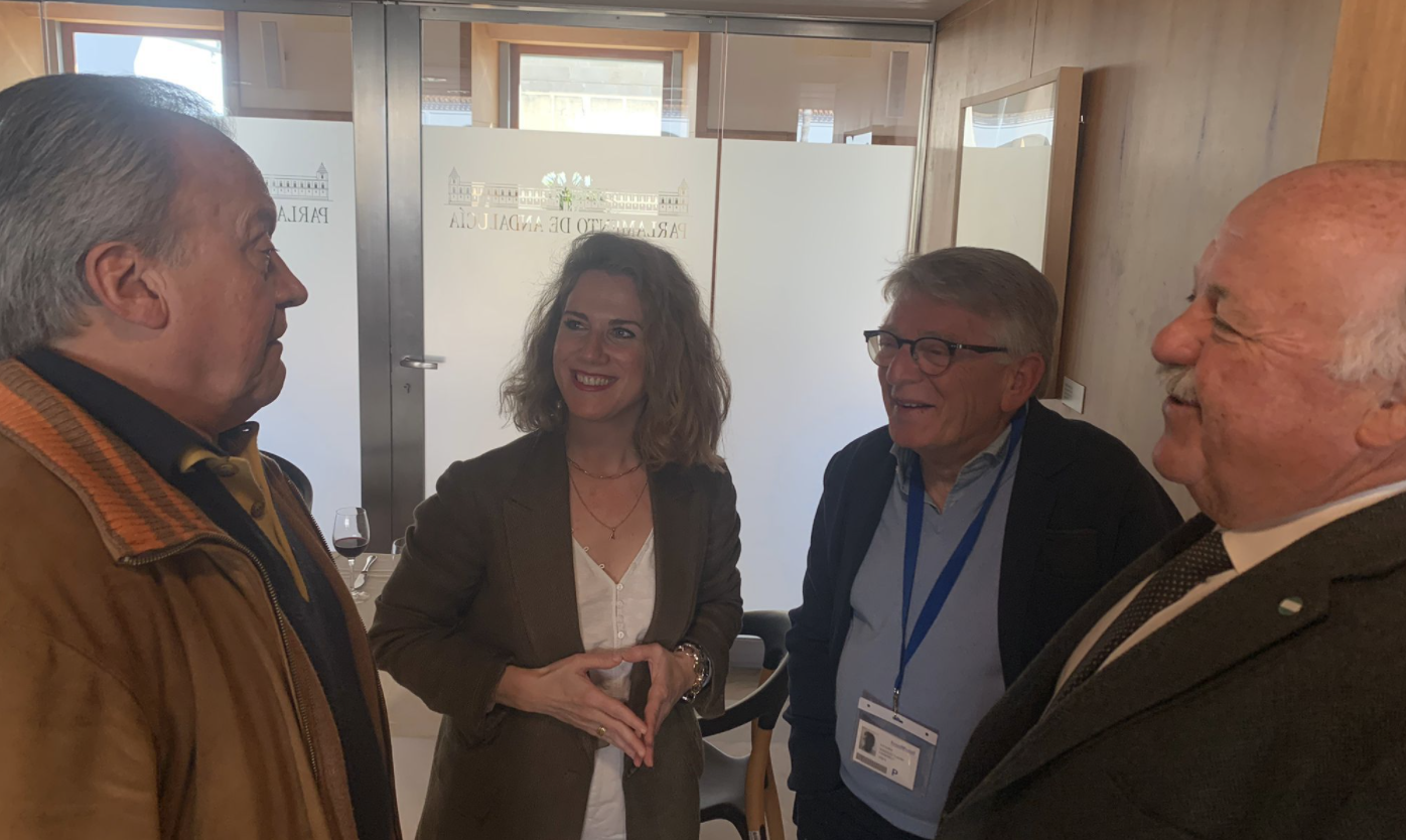 Pacheco, Mestre, González Cabaña y Aguirre, en días pasados en el Parlamento de Andalucía.