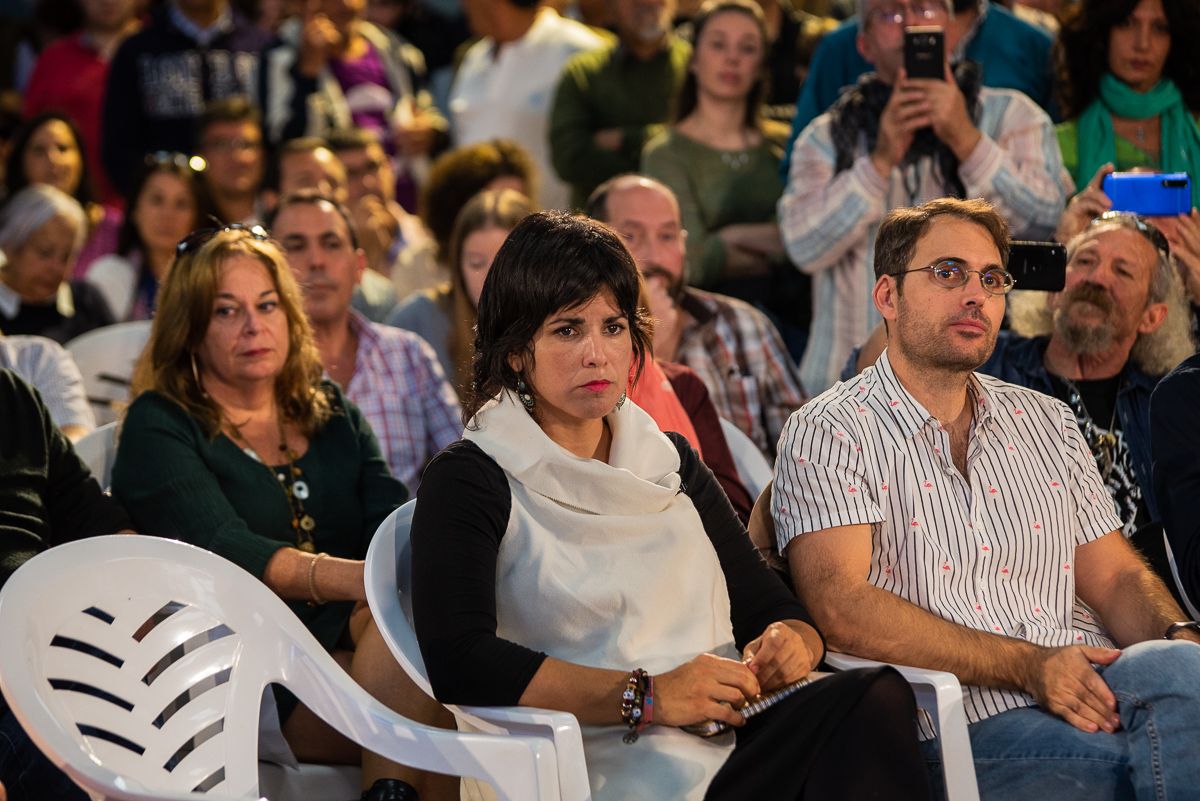Teresa Rodríguez y Toni Valero (IU), en un mitin de Unidas Podemos en Jerez, en la última campaña electoral. Autor: Manu García