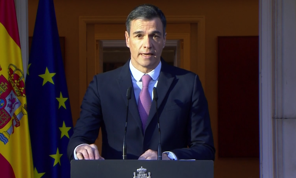 El presidente del Gobierno, Pedro Sánchez, anunciando los nombres de los nuevos ministros.