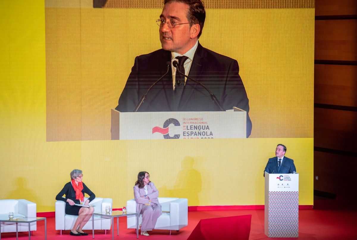 El ministro de Asuntos Exteriores, Unión Europea y Cooperación, José Manuel Albares, en el Congreso Internacional de la Lengua en Cádiz. 