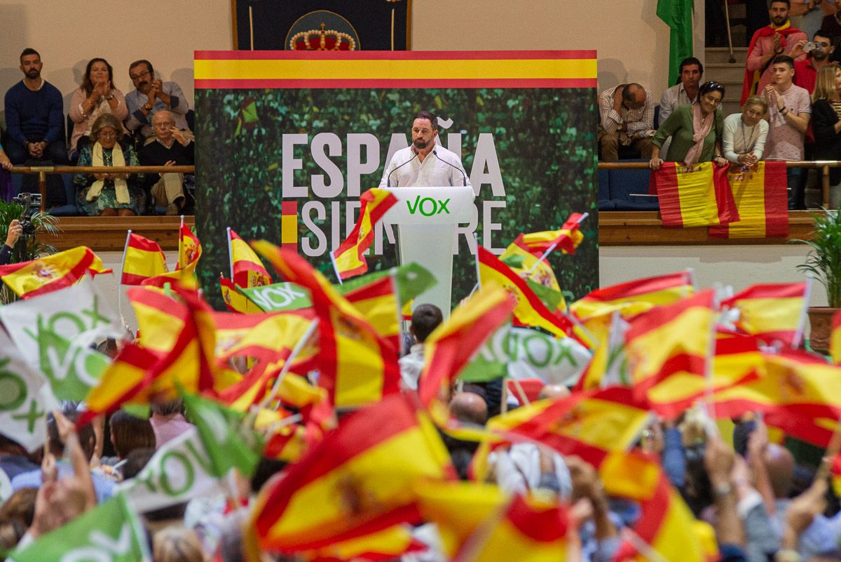 Santiago Abascal, líder de Vox, durante un mitin en Jerez. FOTO: MANU GARCÍA
