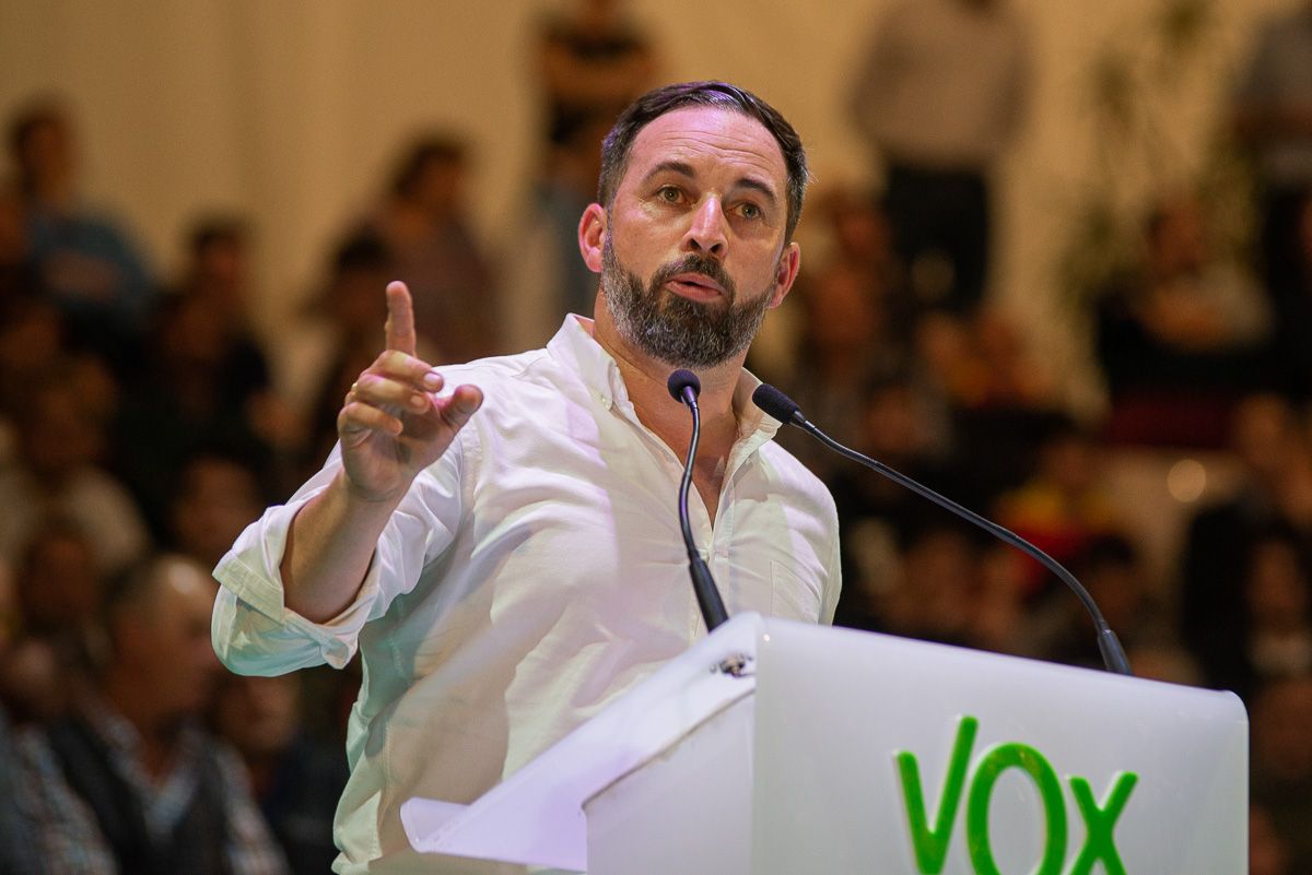 El líder de Vox, Santiago Abascal, en un mitin celebrado en Jerez.
