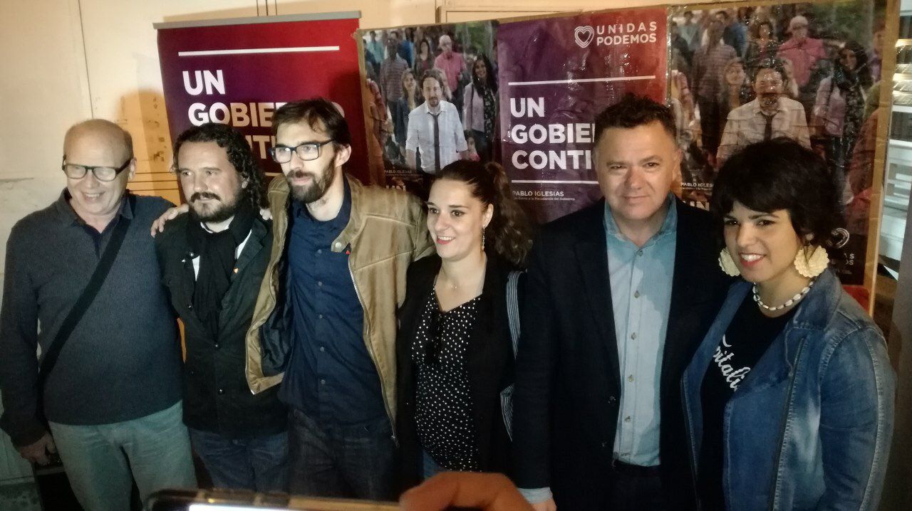 Un momento del arranque de campaña de Unidas Podemos en Cádiz.