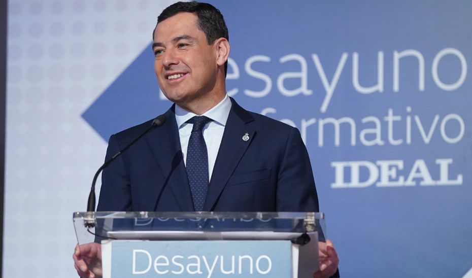 Juanma Moreno, durante su intervención en el Foro 'Andalucía, estabilidad para ser líderes'. JUNTA DE ANDALUCÍA