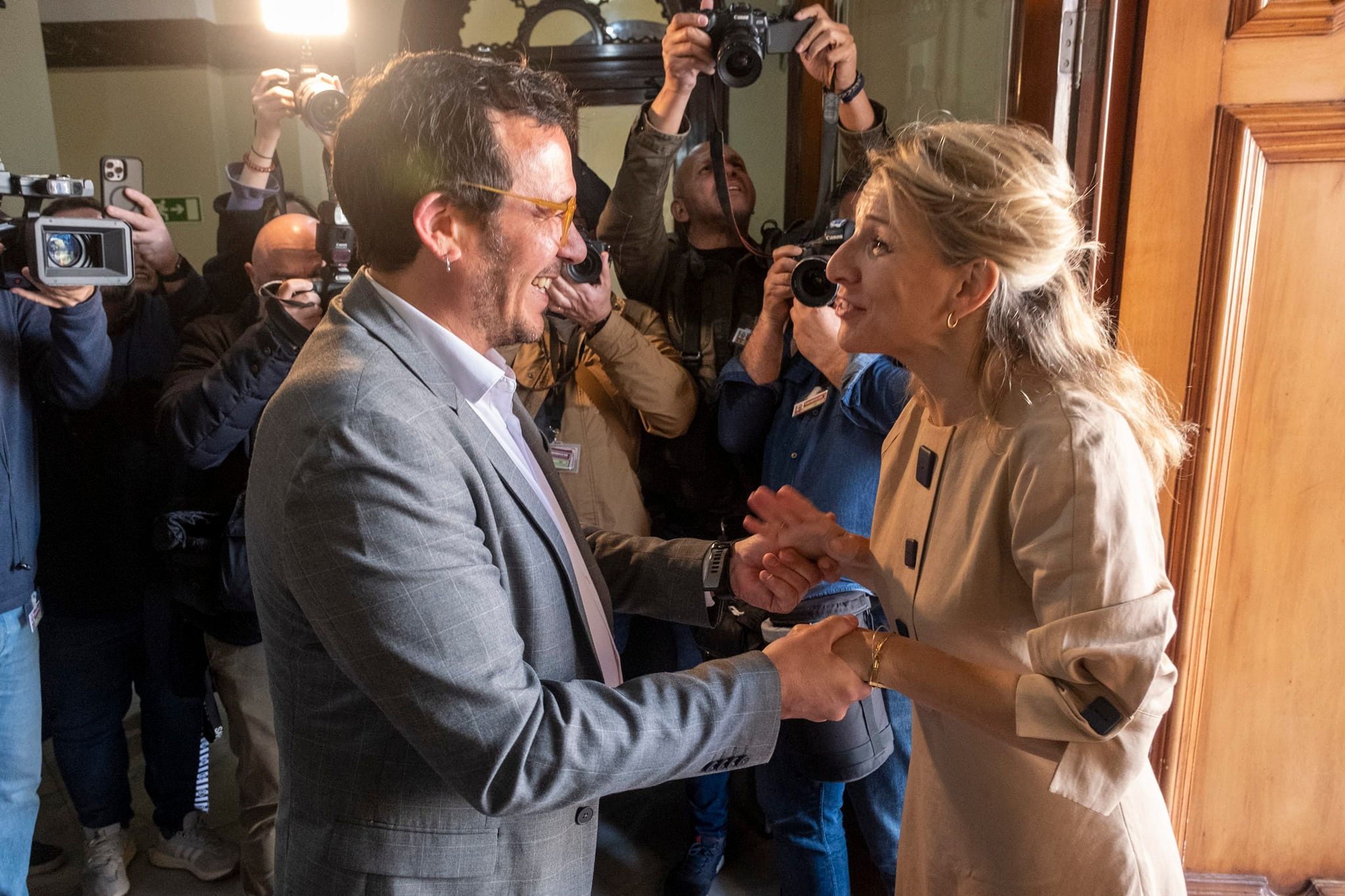 José María González 'Kichi' y Yolanda Díaz, en la anterior visita a Cádiz.