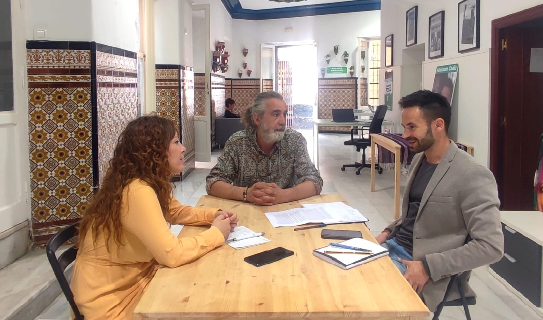 David de la Cruz y Lorena Garrón, en la reunión con Digna-mente.