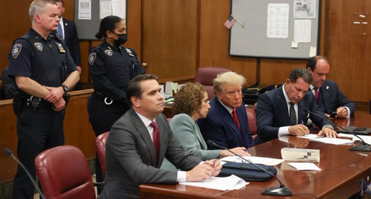Donald Trump, en su comparecencia histórica ante la justicia.