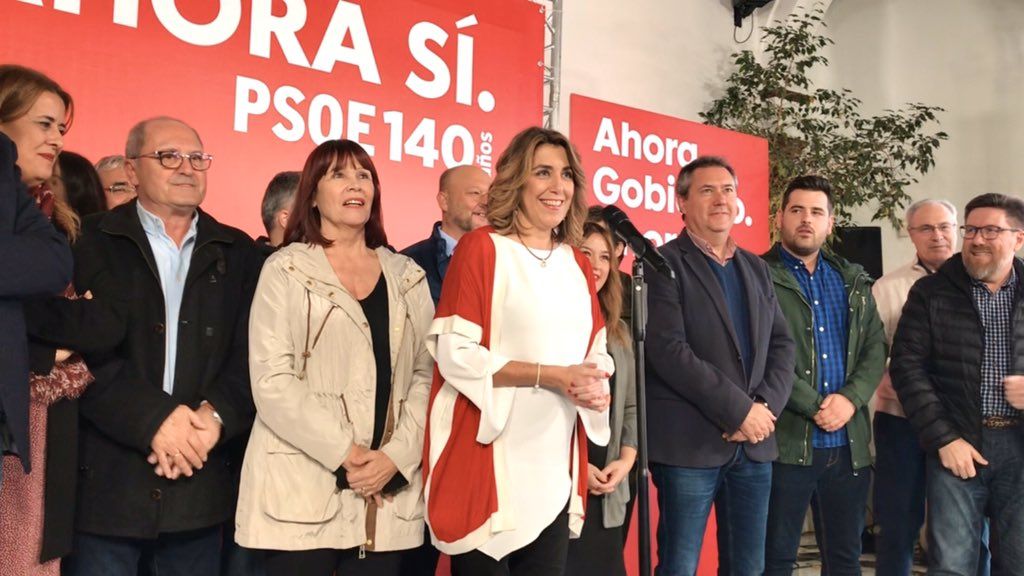 Susana Díaz, en la noche electoral de este pasado domingo.
