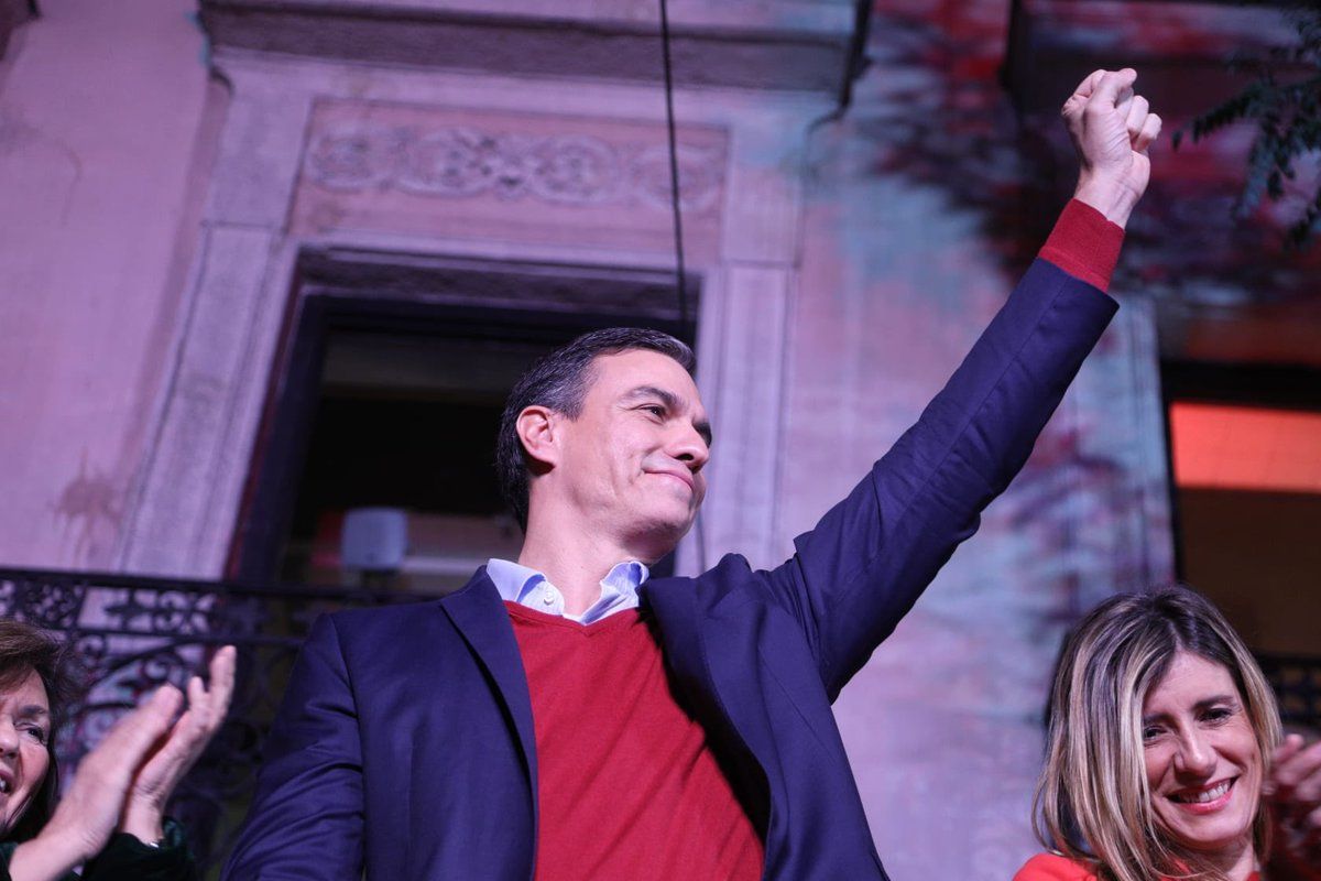 Pedro Sánchez, en Ferraz, tras conocerse los resultados del 10N.